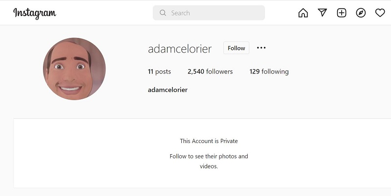 Adam Celorier Instagram account