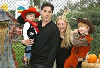 Afton Smith with her husband Brendan Fraser and their kids Griffin Arthur Fraser Holden Fletcher Fraser and Leland Francis Fraser