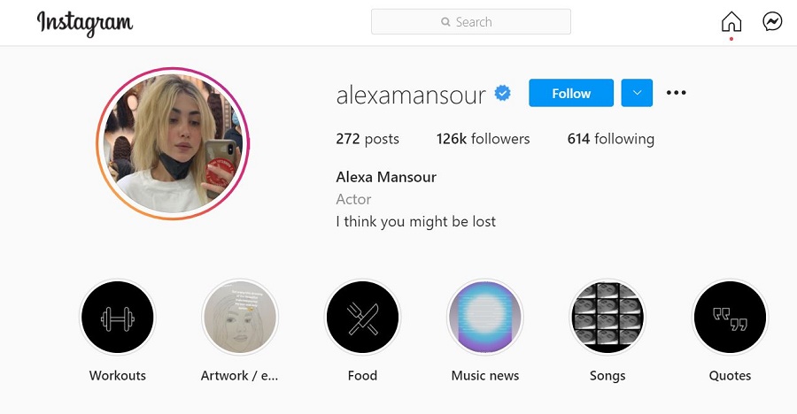 Alexa Mansour Instagram Account
