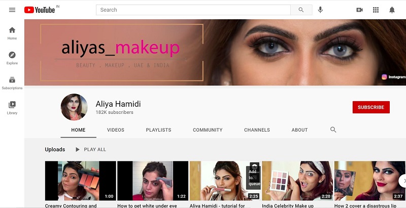Aliya Hamidi has 182k subscribers on her YouTube channel