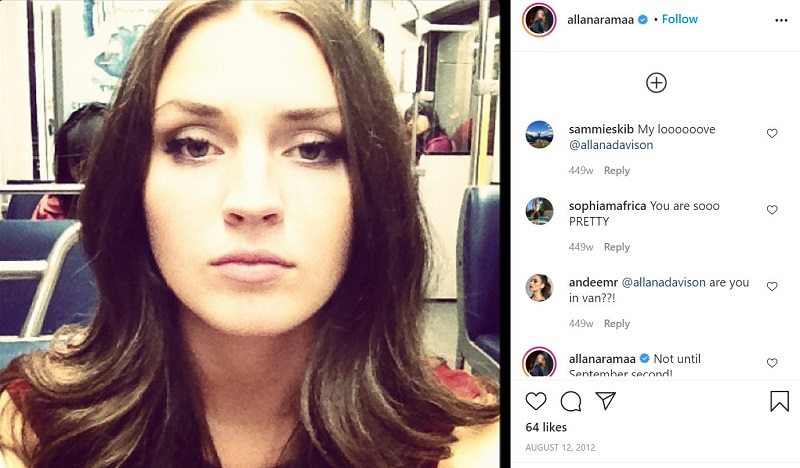 Allana Davison Instagram debut post