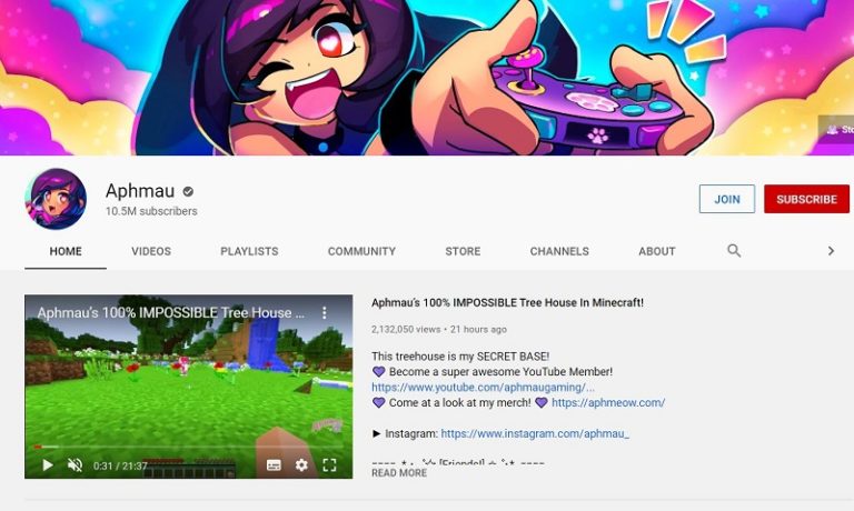 Aphmau YouTuber has more than 10.5 million subscribers on her channel