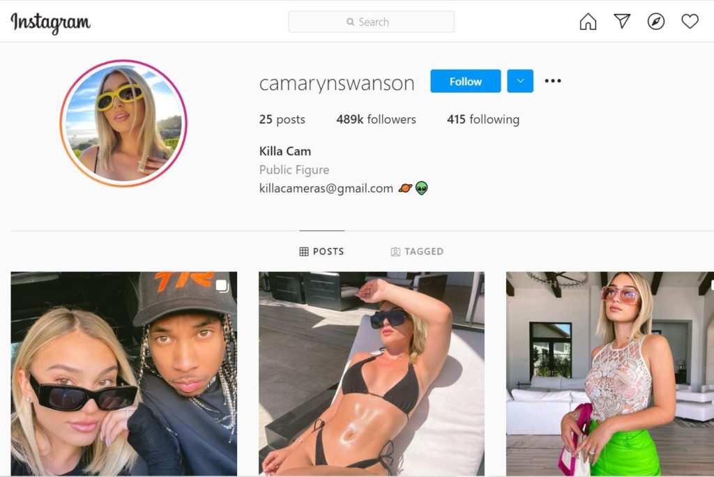 Camaryn Swanson Instagram account
