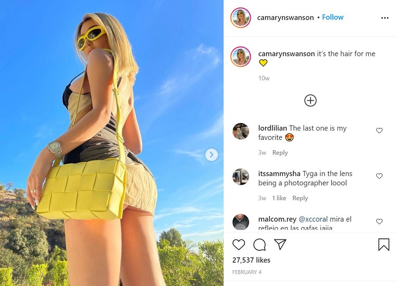 Camaryn Swanson Instagram debut post