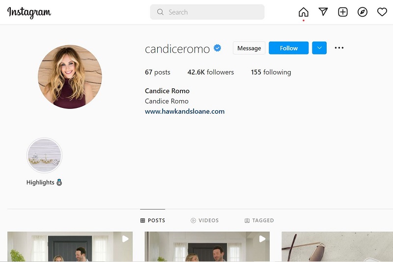 Candice Crawford has 42.6k followers on Instagram
