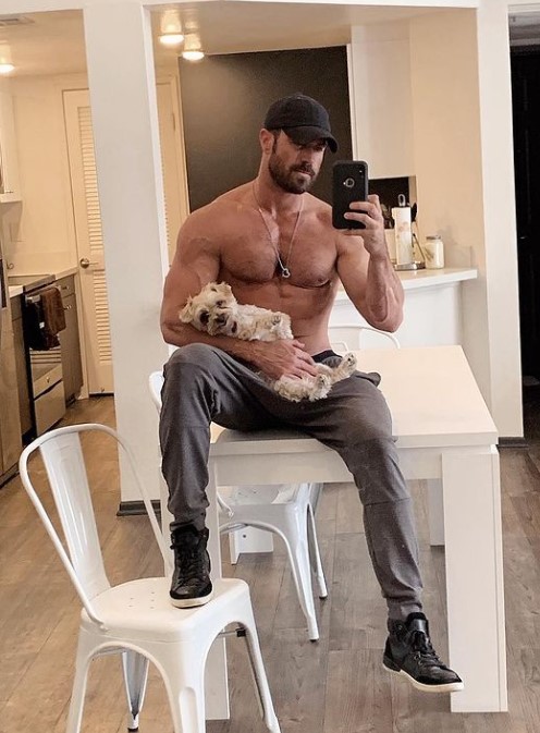 Chad Johnson with his dog