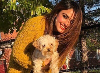 Chahal with her pet dog Sky