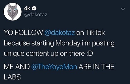 Dakotaz also active on TikTok