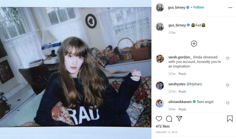 Gus Birney Instagram debut post
