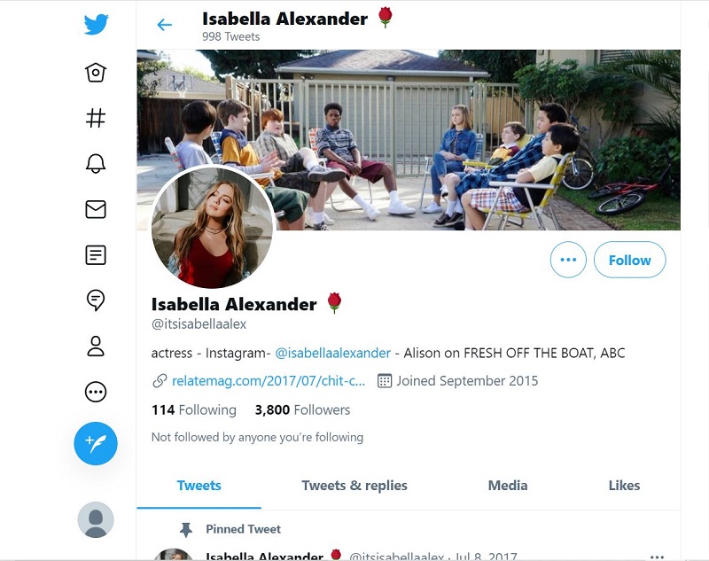 Isabella Alexander Twitter account