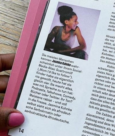 Jasmina Kuhnke was feature in a column inside a Germany local Magazine