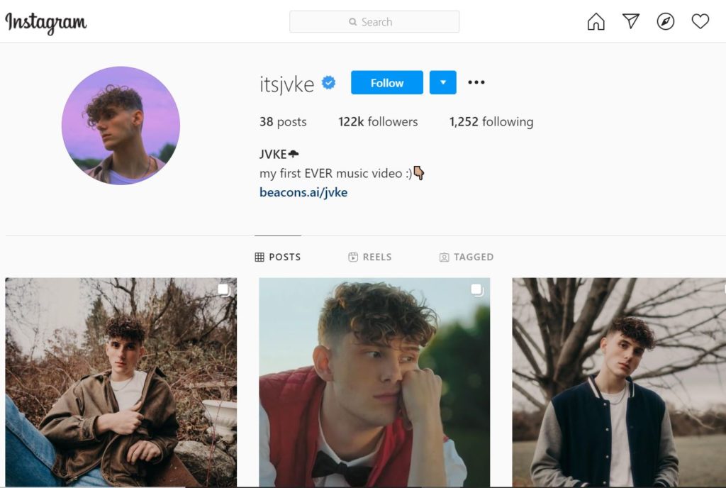 Jvke Instagram account