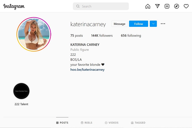 Katerina Carney has 144k on her Instagram account