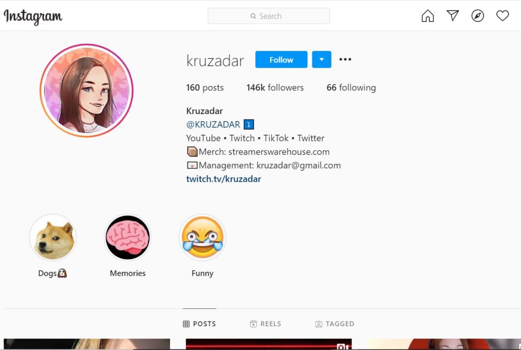 Kruzadar Instagram account