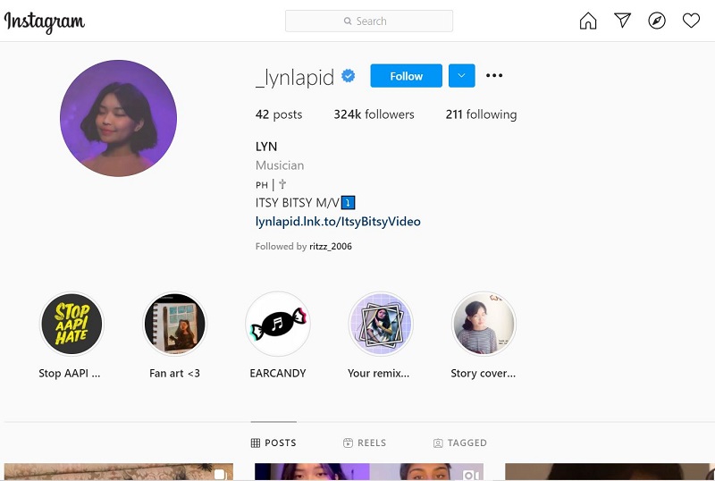 Lyn Lapid Instagram account