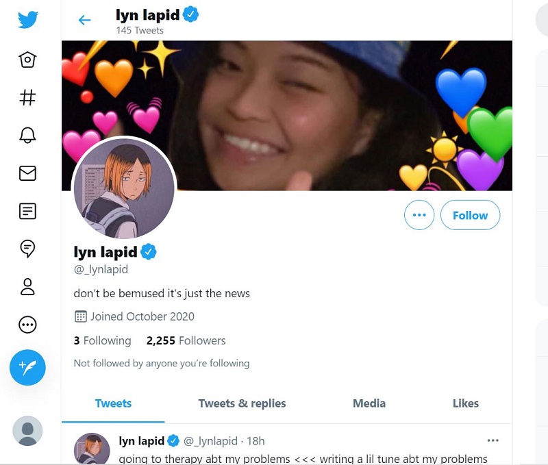 Lyn Lapid Twitter account