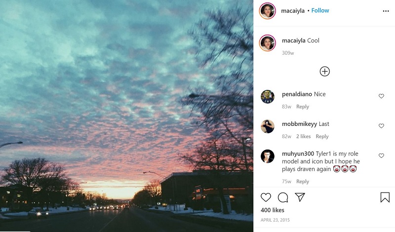 Macaiyla Instagram debut post