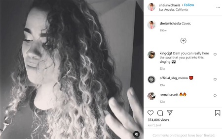 Michaela Mendez fist post over her Instagram handle