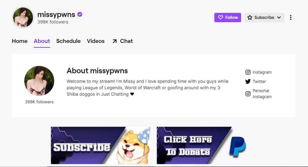 Missypwns Twitch account