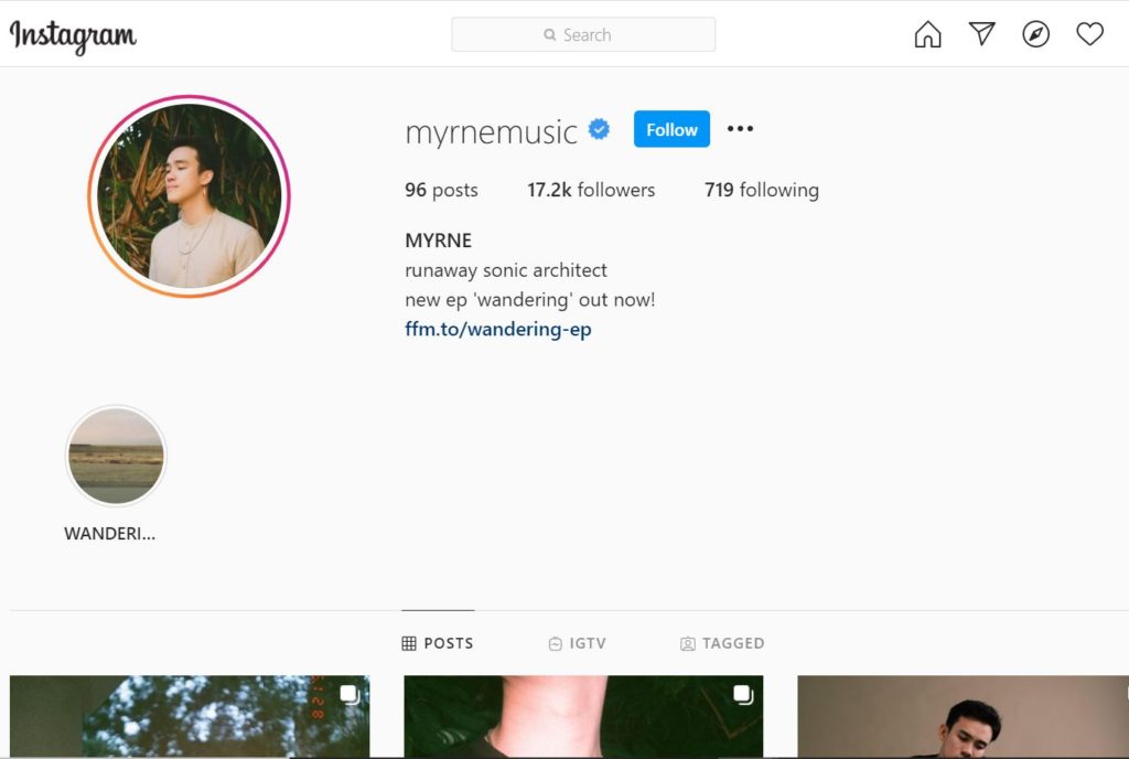 Myrne Instagram account