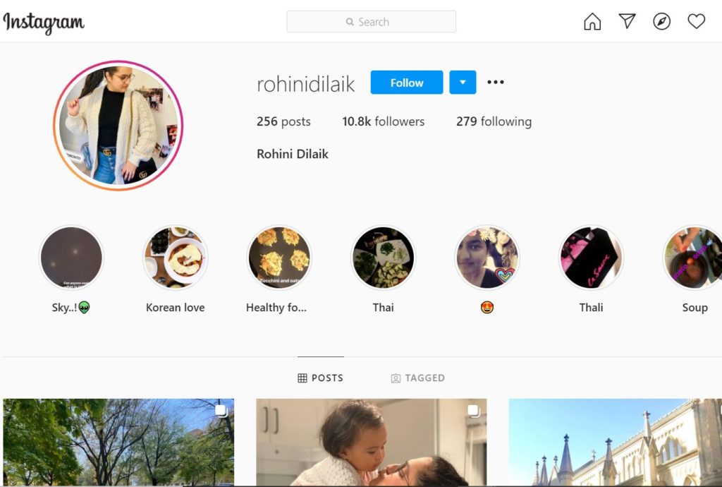 Rohini Dilaik Instagram account