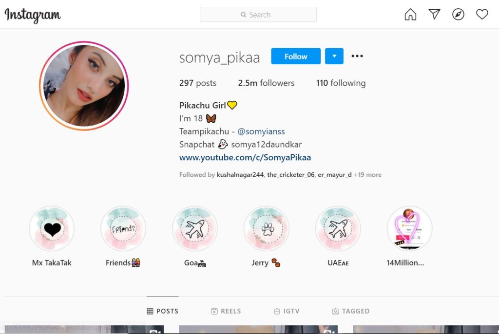 Somya Daundkar Instagram account