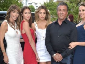 Sylvester Stallone with his wife Jennifer daughters