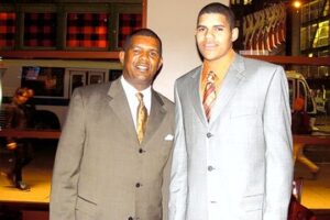 Tobias Harris with his father