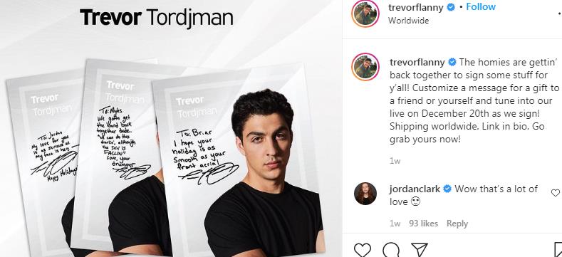 Trevor Tordjman in promoting his signed merchandise