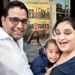 Vijay Shekhar Sharma with his wife and children