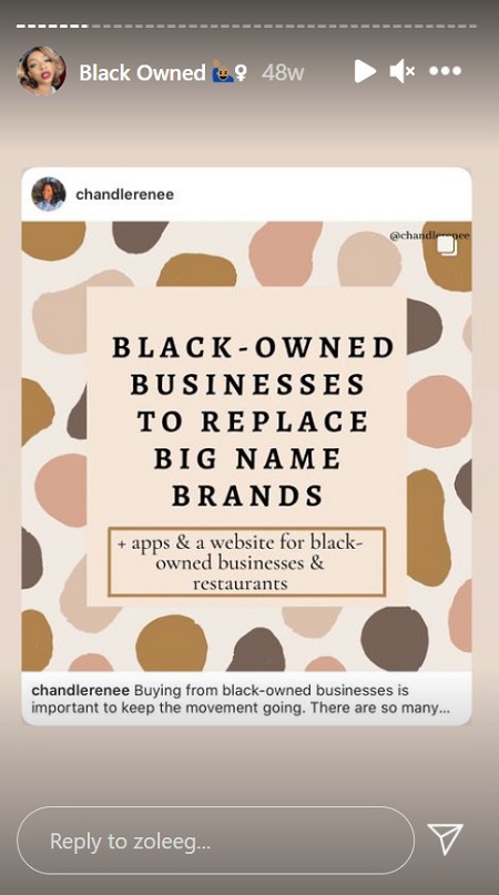 Zolee Griggs is a big supporter of black owned businesses